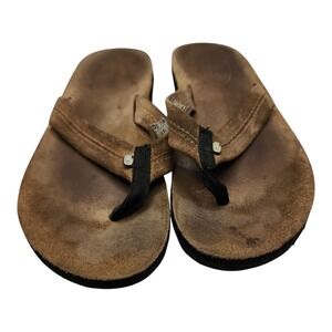 Teva‎ Leather Sandals Womens 7 Brown Flip Flops Flats Casual Comfort Used